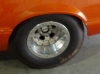 Orange Ford Mustang rear spoiler detail